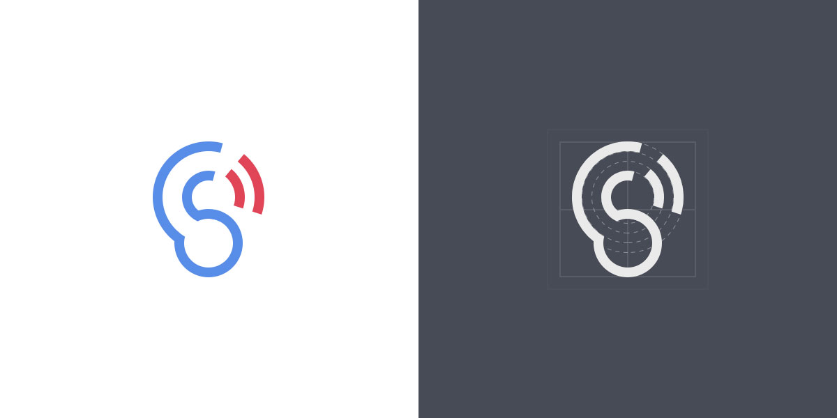 Logo design for a smart earphone product. Red and blue are the identical colors of Baidu.